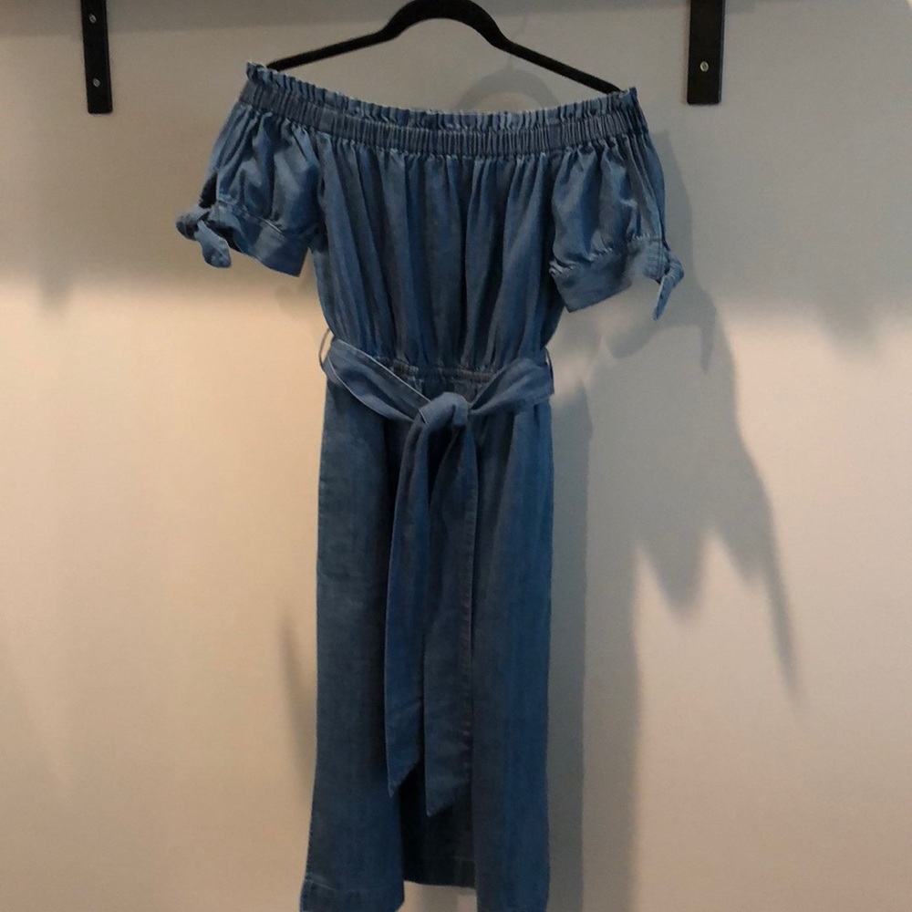 J Crew Denim off the shoulder dress